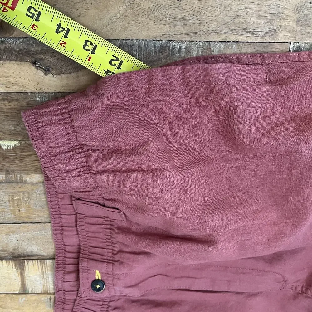 Caribbean Cargo Pants Men's 40x34 Mauve 100% Linen Adjustable Side Pockets NWT